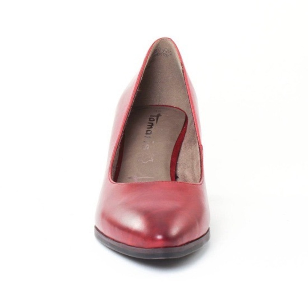 Tamaris Red Leather Almond Toe‎ Pumps Heels Touch It Footbed Size 39